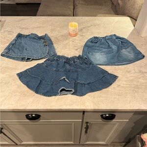 Set of Three Girls' Denim Skorts- Blue